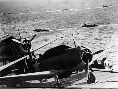 SBD Dauntless on flightdeck of USS Hornet