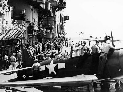 SBD Dauntless of the Air Group 12 (USS Saratoga) during attack on Rabaul 5 November 1943