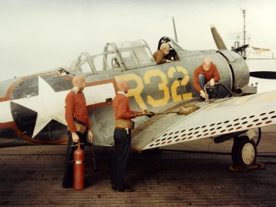 SBD Dauntless R32 during training – color photo