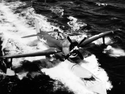 SC-1 Seahawk near USS Alaska (CB-1) – March 1945 Iwo Jima
