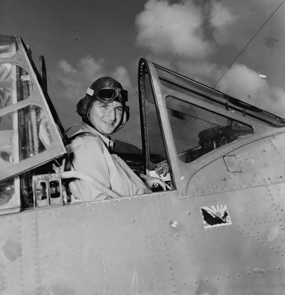 Lt Cdr Lance E. Massey commander of VT-3 in cockpit of TBD, 24 May 1942 ...