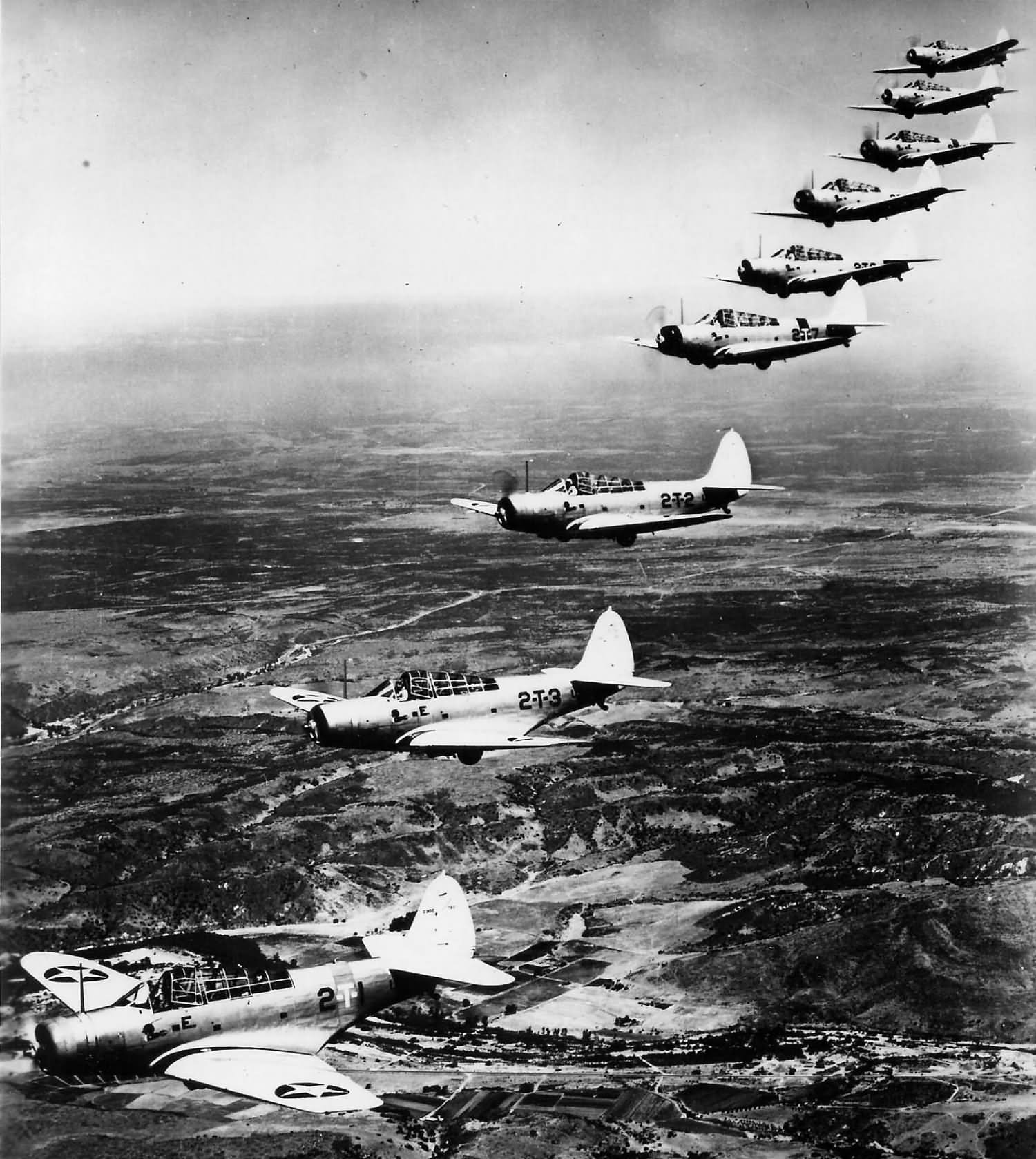 TBD-1 Devastators of VT-2 in formation January 6, 1941