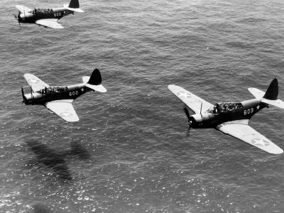 TBD Devastators of the Naval Operational Training Command at NAS Miami in flight over Atlantic 1942
