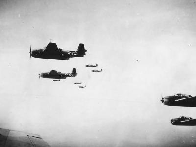 British Pacific Fleet Task Force 57 Avengers head to Sakishima 1945
