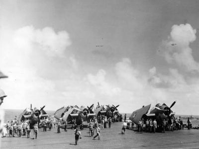 TBF-1 Avengers of VT-7 on the flight deck USS Wasp CV-7 1942
