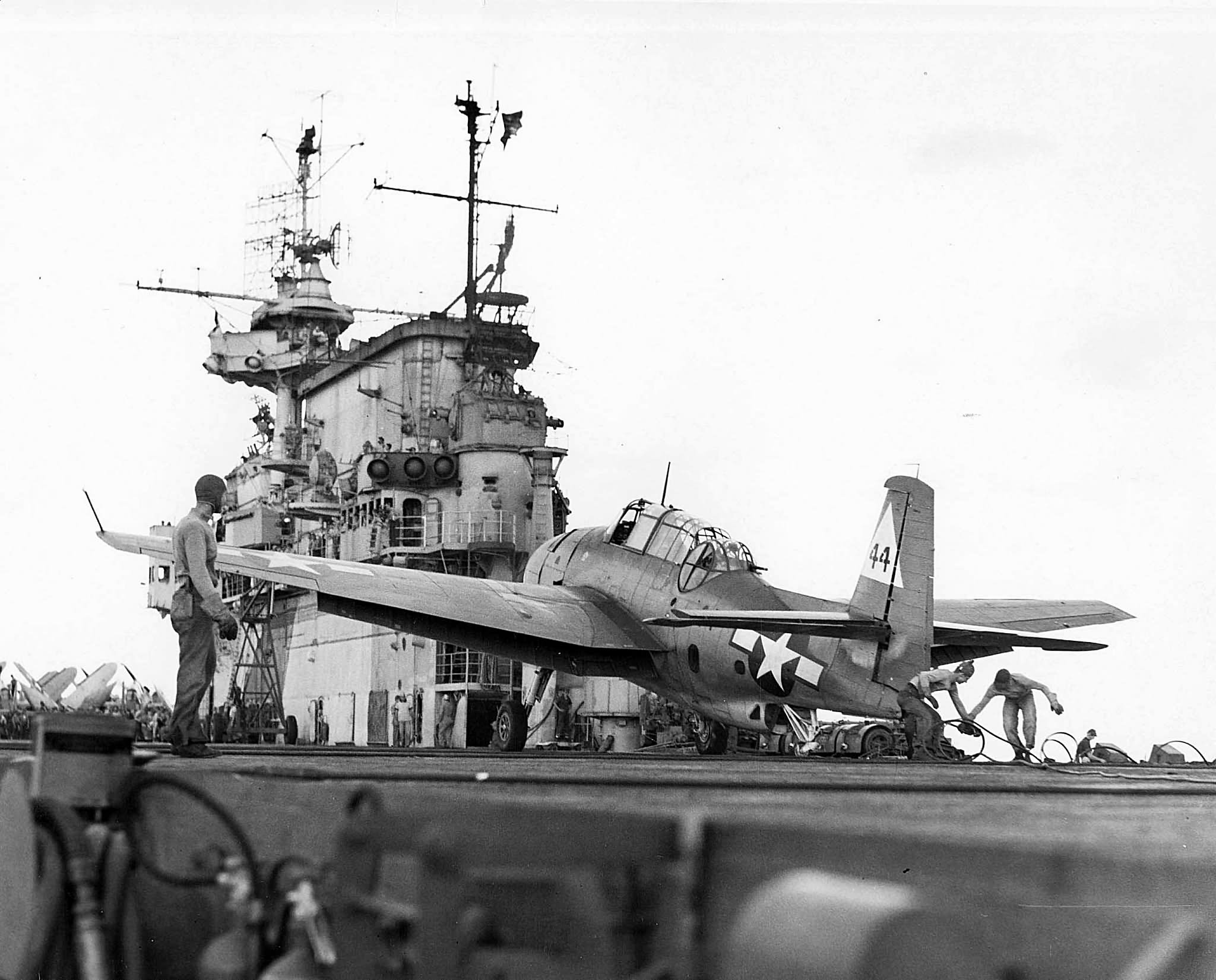 TBM-1C „44” on deck of USS Enterprise