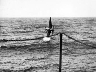 TBF Avenger about to crash into ocean