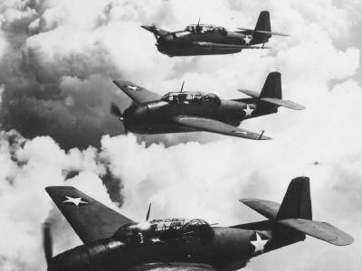 TBF Avenger bombers in echelon formation