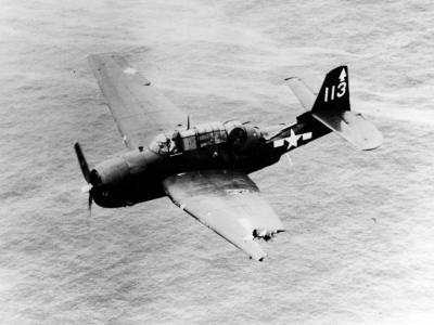 Damaged TBF Avenger #113 USS BENNINGTON CV-20 1945