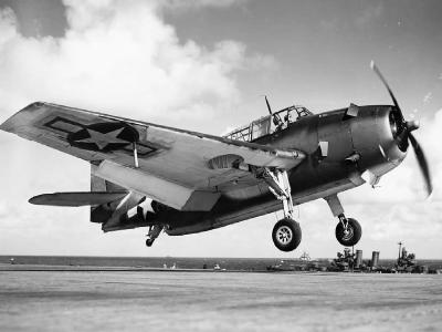 TBF-1 Avenger of the VT-5 launching from USS Yorktown CV-10