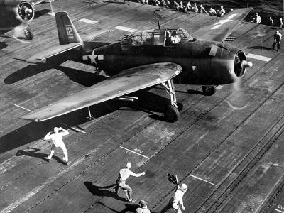 TBF #12 of VT-8 ready for launch from the USS Bunker Hill CV-17 for a strike against Saipan June 10, 1944