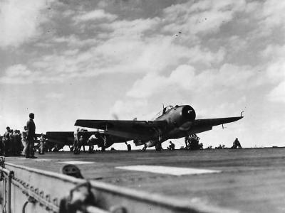 TBF Avenger takes off from USS Princeton (CVL-23) for Ryukyus Raid 1944
