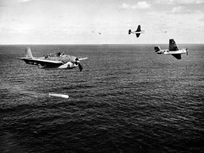 TBF Avenger drops a practice torpedo during training 1942