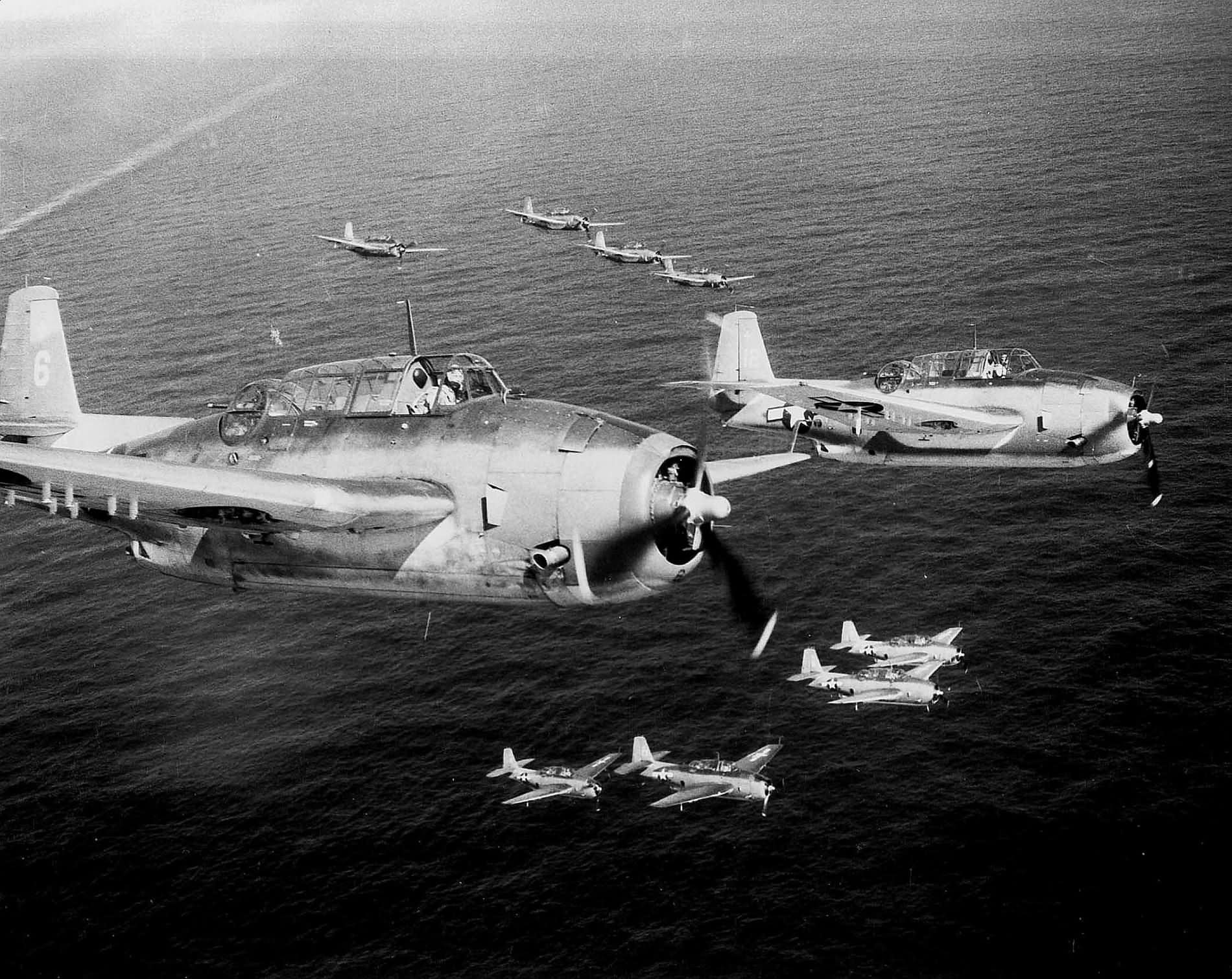 TBM-1C Avenger #6 of VT-18 USS Intrepid CV-11 in formation during 1944