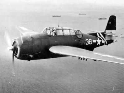 TBM-3 #36 USS Siboney CVE-112 in flight 1945