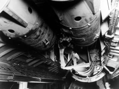 A pair of depth bombs are installed behind the Fido USS Manila Bay February 1944