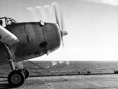 TBF-1 prepared to take off USS Santee November 1943