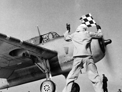TBF ready for launch from the USS Independence 30 April 1943