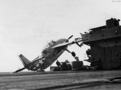 Crash of TBM-1 J29 of VC-66 aboard USS Altamaha 11 April 1944 3