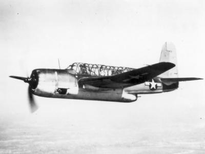XTBU-1 in flight, 1943