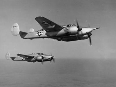 XA-38 43-11406 and 43-14407 in flight