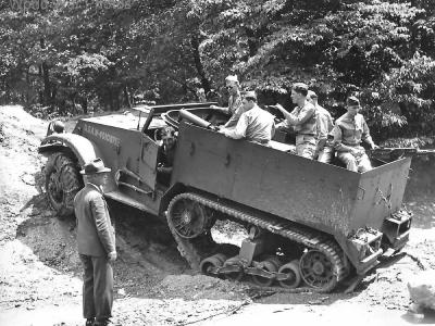 Troops on M2 Halftrack during field test