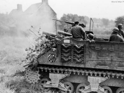 M7 firing at St Pois France 3 August 1944