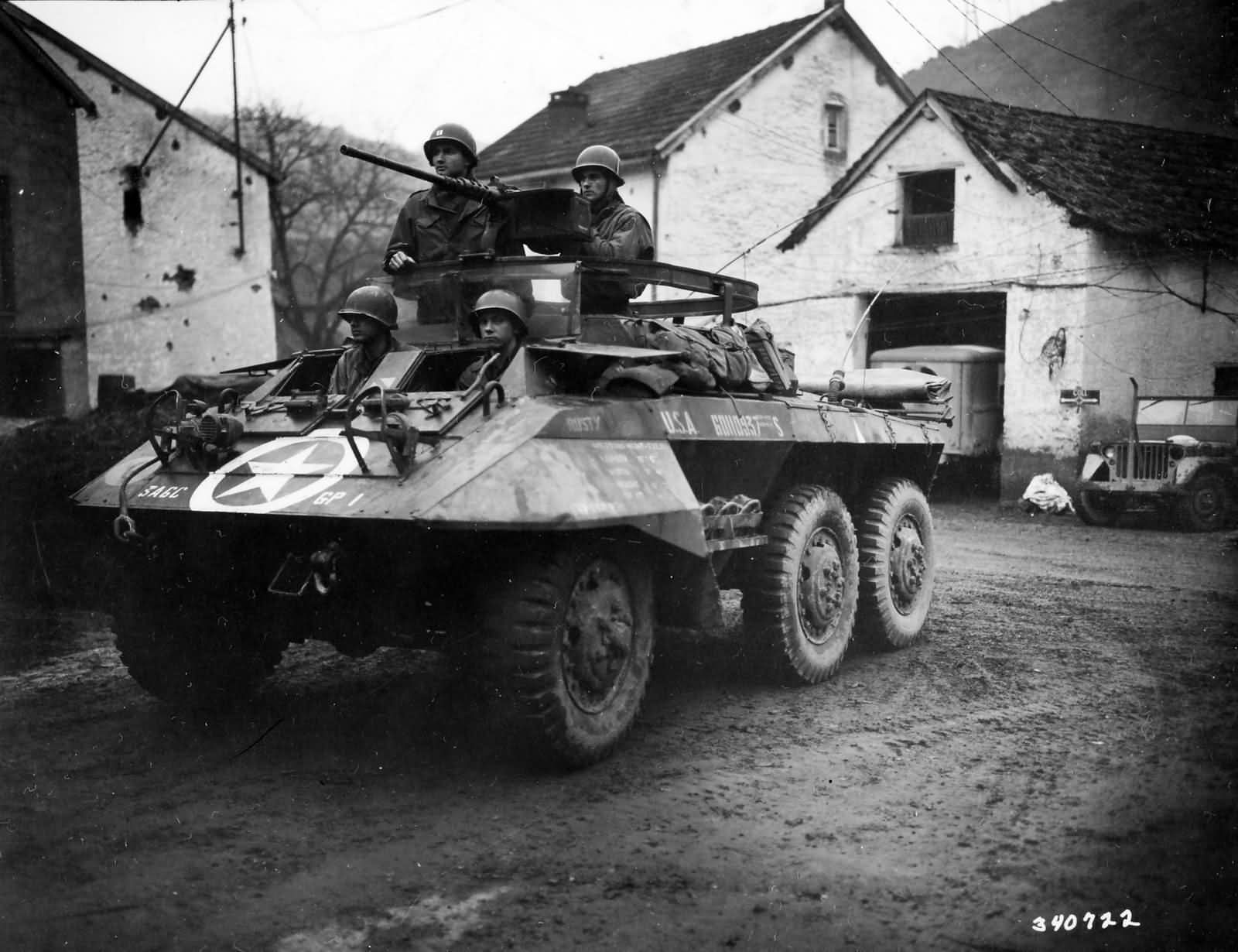 M20 Rusty Armored Car 6th Cavalry Group With Modified .50 Cal Ring Mount 3rd Army February 17 1945