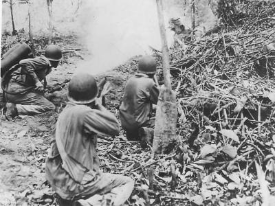 37th Division Flamethrower in Action on Bougainville