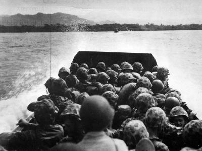 37th Division Landing Craft Head For Bougainville Beach 8 November 1943