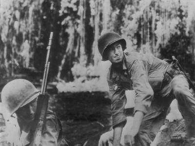 37th Division soldier throws hand grenade