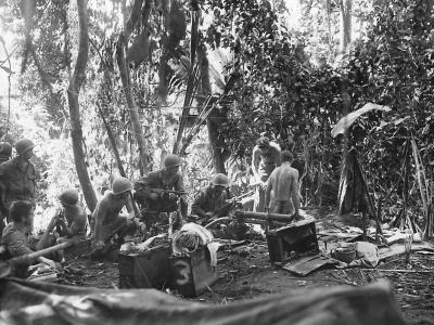 3rd Marine Division Gun Crew Digs In on Hill 600