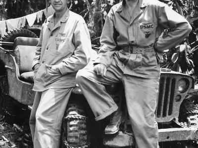 Gen. Ralph Mitchell Brig. Gen. Field Harris on Bougainville