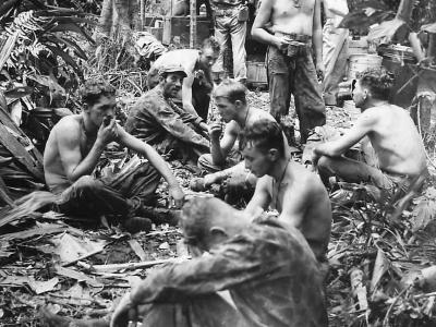 Hungry Marines Eat Hot Meal