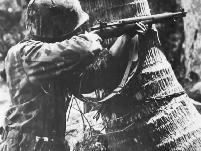 Marine with M1 Rifle on Bougainville