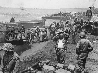 Marines and Landing Barges on Bougainville Beach 43
