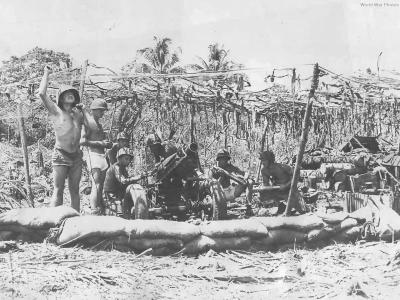 Marines manning 75mm Pack Howitzer 1944