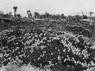 Mountains of empty artillery cases