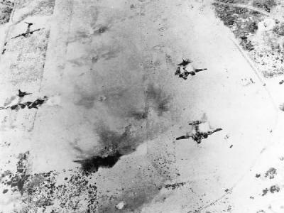 Aerial photo Japanese bombers on Eniwetok airfield