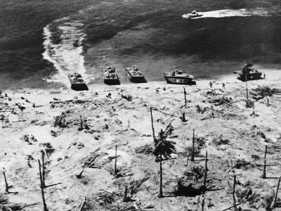 LVT(A)-1 Alligator amphibious come ashore on Eniwetok