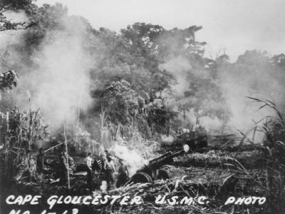 105 mm howitzer in action