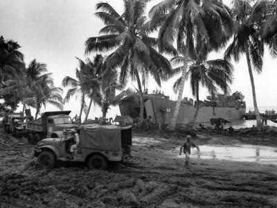 USS LST-68 on beach at Cape Gloucester New Britain