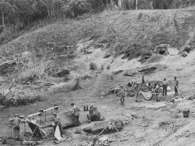 U.S. Marine Mortar Company Sets Up on Guadalcanal – Solomon Islands