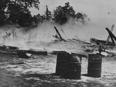 Guadalcanal Japanese bomb airplane hanger 1942
