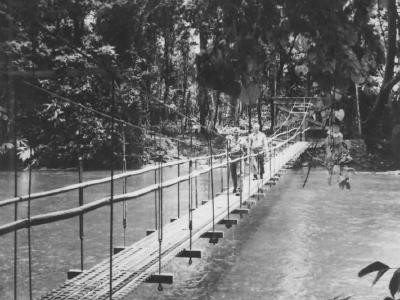 Seabees Footbridge Over River On Guadalcanal