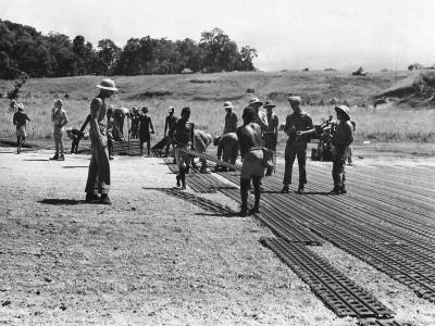 Troops Lay Marsden Mats for Landing Field on Guadalcanal 1943
