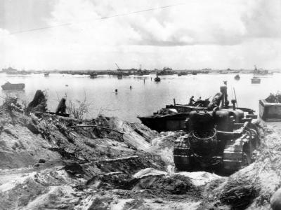 Marine bulldozer and LVTs Guam