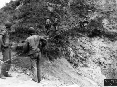 Wounded Marine moved on cable tramway