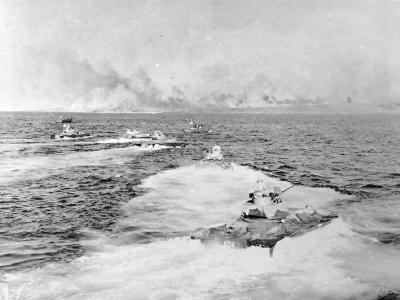 LVTs Heading for Iwo Jima