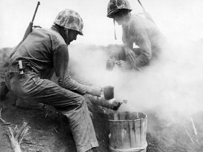 Marines with M1 Carbines cook